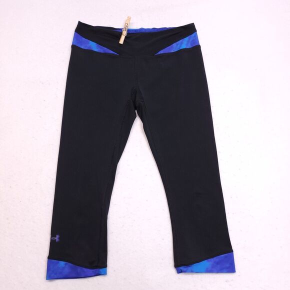 Under Armour Athletic Yoga Running Leggings Pants Womens Size S Black Blue - Picture 2 of 9
